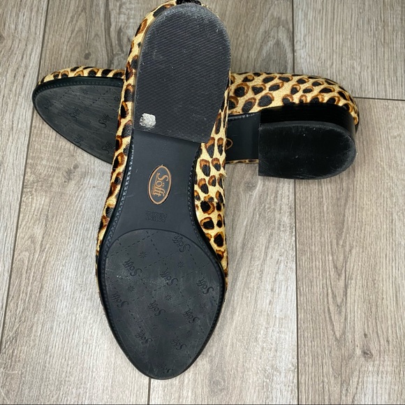 Sofft Cow Hair Uppers Leopard Print Low Block Heel Leather Pumps - Picture 5 of 6